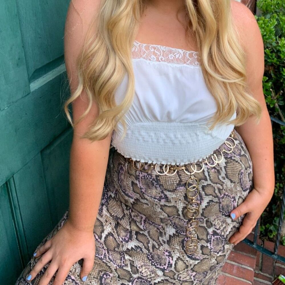 Python Snakeskin print midi skirt